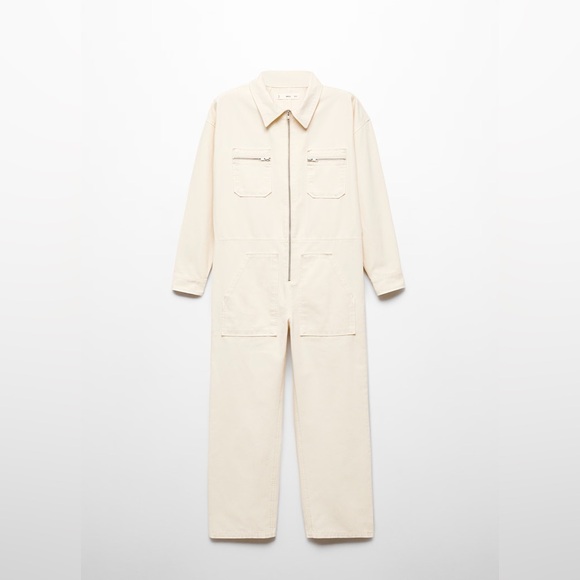 Mango Cream denim zipper jumpsuit NWT - Picture 2 of 5